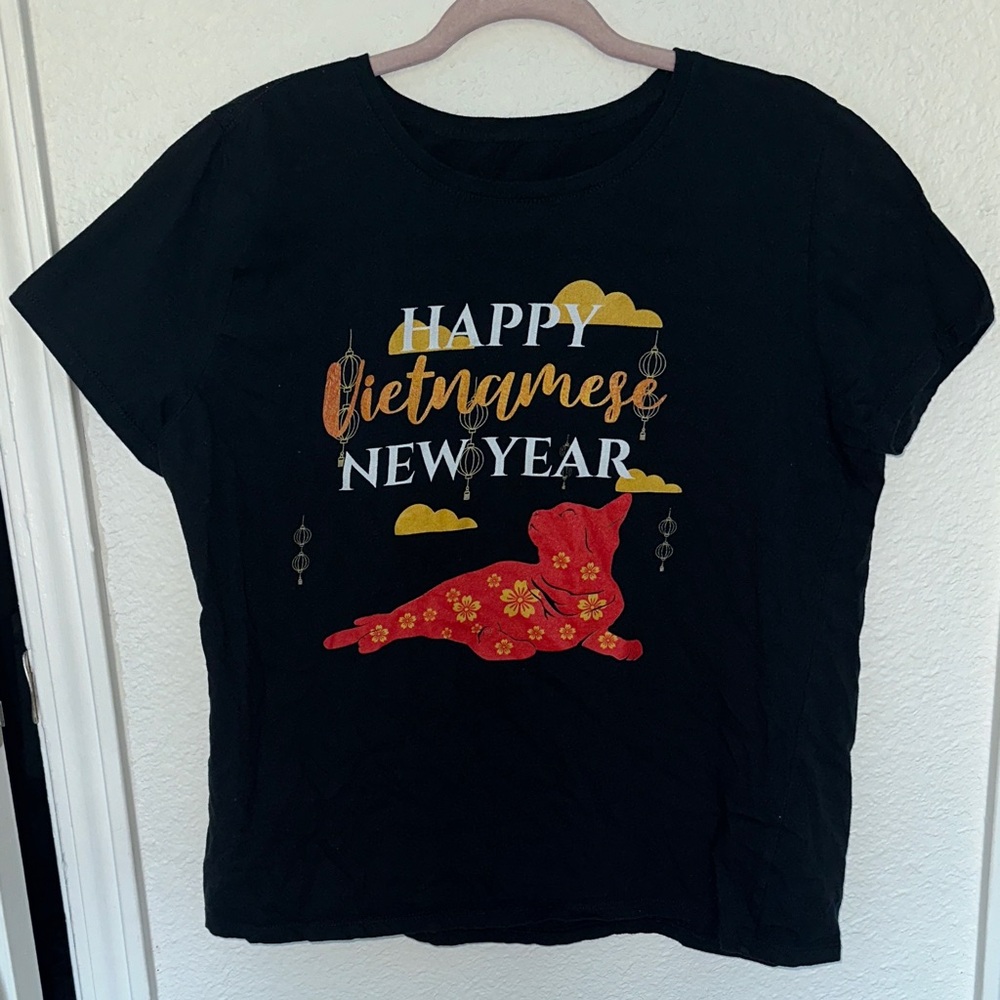 Gildan Black Vietnamese New Year Tee with Red and Gold Accents